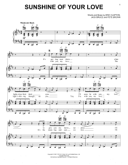 page one of Sunshine Of Your Love (Piano, Vocal & Guitar Chords (Right-Hand Melody))