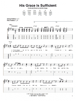 page one of His Grace Is Sufficient (Easy Guitar Tab)
