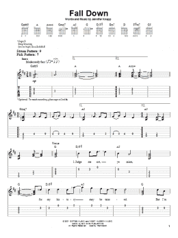 page one of Fall Down (Easy Guitar Tab)