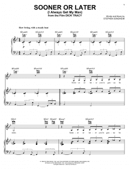 page one of Sooner Or Later (I Always Get My Man) (Piano, Vocal & Guitar Chords (Right-Hand Melody))