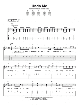 page one of Undo Me (Easy Guitar Tab)