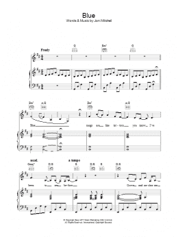 page one of Blue (Piano, Vocal & Guitar Chords)