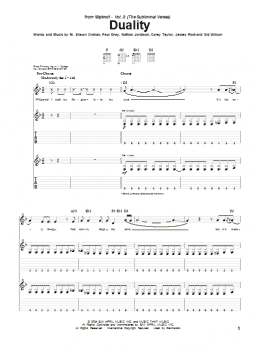 page one of Duality (Guitar Tab)