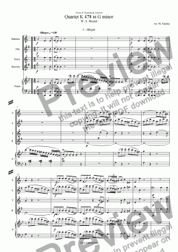 page one of Mozart - K478 - 1 Allegro (Sax Quartet + piano)