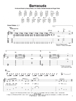 page one of Barracuda (Easy Guitar Tab)
