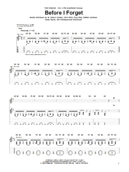 page one of Before I Forget (Guitar Tab)