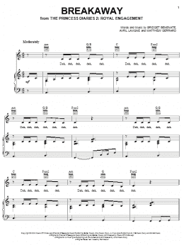 page one of Breakaway (Piano, Vocal & Guitar Chords (Right-Hand Melody))