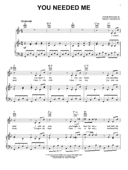 page one of You Needed Me (Piano, Vocal & Guitar Chords (Right-Hand Melody))