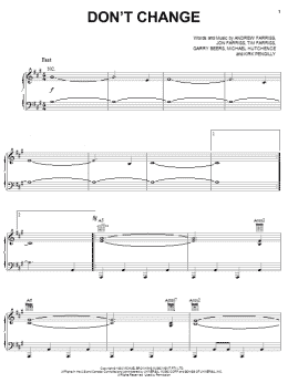 page one of Don't Change (Piano, Vocal & Guitar Chords (Right-Hand Melody))