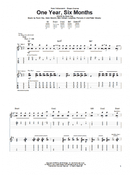 page one of One Year, Six Months (Guitar Tab)
