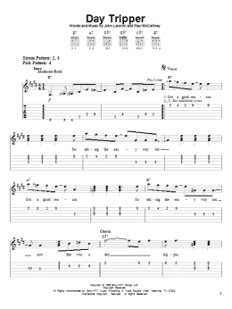 page one of Day Tripper (Easy Guitar Tab)