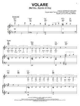 page one of Volare (Nel Blu, Dipinto Di Blu) (Piano, Vocal & Guitar Chords (Right-Hand Melody))