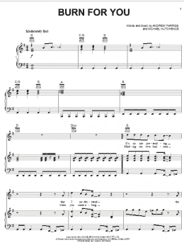 page one of Burn For You (Piano, Vocal & Guitar Chords (Right-Hand Melody))