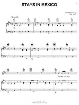 page one of Stays In Mexico (Piano, Vocal & Guitar Chords (Right-Hand Melody))