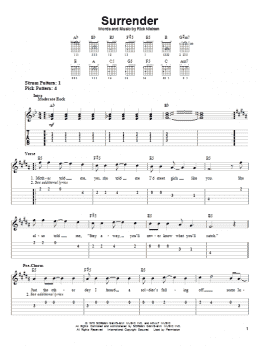 page one of Surrender (Easy Guitar Tab)