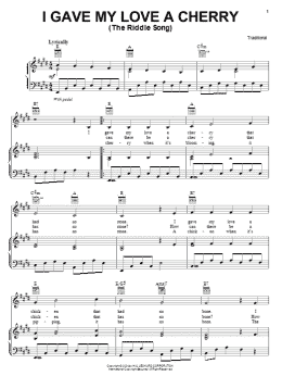 page one of I Gave My Love A Cherry (The Riddle Song) (Piano, Vocal & Guitar Chords (Right-Hand Melody))