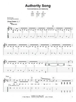 page one of Authority Song (Easy Guitar Tab)