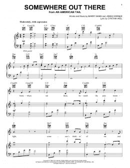 page one of Somewhere Out There (Piano, Vocal & Guitar Chords (Right-Hand Melody))