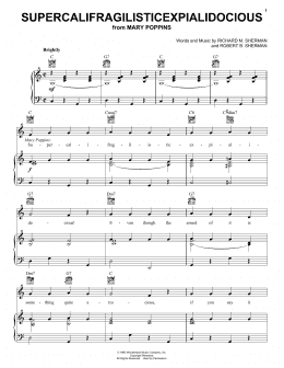 page one of Supercalifragilisticexpialidocious (from Mary Poppins) (Piano, Vocal & Guitar Chords (Right-Hand Melody))