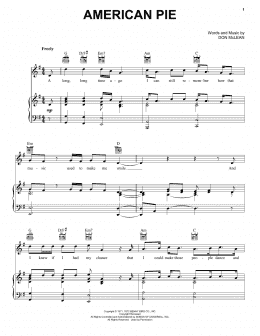 page one of American Pie (Piano, Vocal & Guitar Chords (Right-Hand Melody))