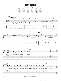 page one of Refugee (Easy Guitar Tab)