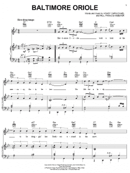 page one of Baltimore Oriole (Piano, Vocal & Guitar Chords (Right-Hand Melody))