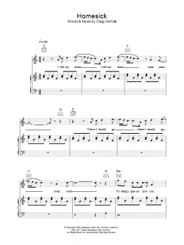 page one of Homesick (Piano, Vocal & Guitar Chords)