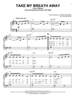 page one of Take My Breath Away (Love Theme) (Easy Piano)