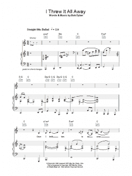 page one of I Threw It All Away (Piano, Vocal & Guitar Chords)