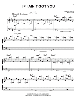 page one of If I Ain't Got You (Easy Piano)