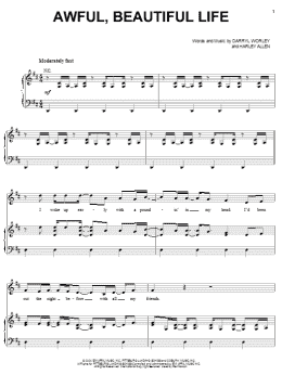 page one of Awful, Beautiful Life (Piano, Vocal & Guitar Chords (Right-Hand Melody))