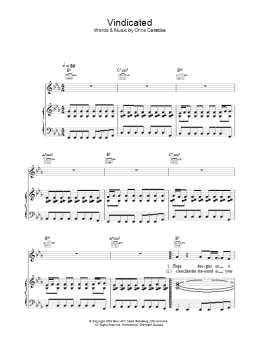 page one of Vindicated (Piano, Vocal & Guitar Chords)