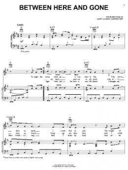 page one of Between Here And Gone (Piano, Vocal & Guitar Chords (Right-Hand Melody))