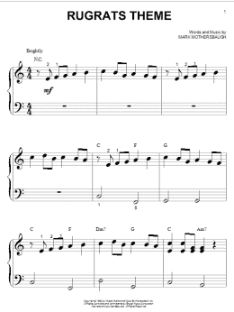page one of Rugrats Theme (Big Note Piano)