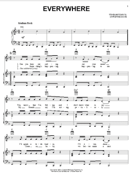 page one of Everywhere (Piano, Vocal & Guitar Chords (Right-Hand Melody))