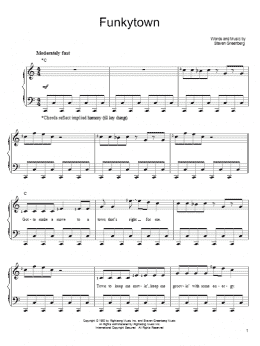 page one of Funkytown (Easy Piano)