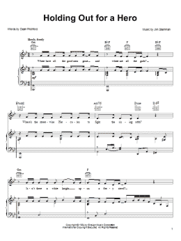 page one of Holding Out For A Hero (Piano, Vocal & Guitar Chords (Right-Hand Melody))