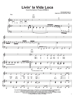 page one of Livin' La Vida Loca (Piano, Vocal & Guitar Chords (Right-Hand Melody))