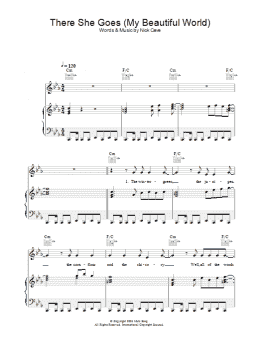 page one of There She Goes (My Beautiful World) (Piano, Vocal & Guitar Chords)