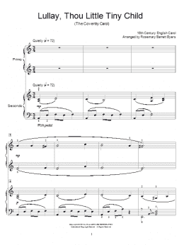 page one of Coventry Carol (Piano Duet)