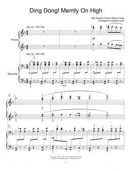 page one of Ding Dong! Merrily On High! (Piano Duet)