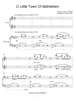 page one of O Little Town Of Bethlehem (Piano Duet)