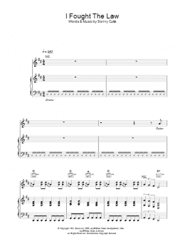 page one of I Fought The Law (Piano, Vocal & Guitar Chords)