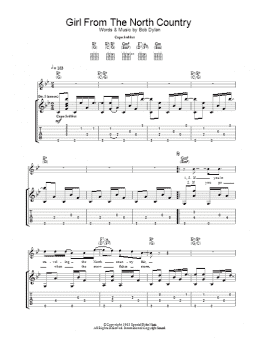 page one of Girl From The North Country (Guitar Tab)