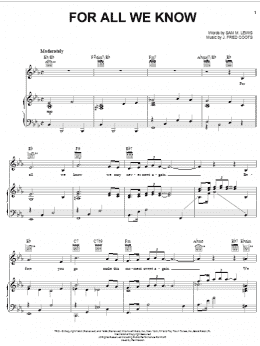 page one of For All We Know (Piano, Vocal & Guitar Chords (Right-Hand Melody))