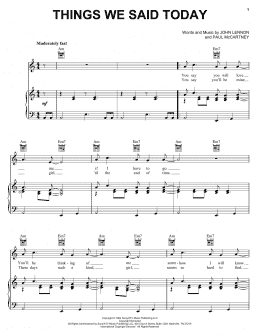 page one of Things We Said Today (Piano, Vocal & Guitar Chords (Right-Hand Melody))