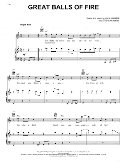 page one of Great Balls Of Fire (Piano, Vocal & Guitar Chords (Right-Hand Melody))