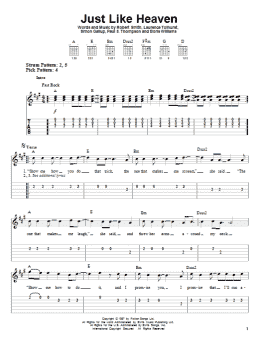 page one of Just Like Heaven (Easy Guitar Tab)