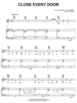 page one of Close Every Door (from Joseph and the Amazing Technicolor Dreamcoat) (Piano, Vocal & Guitar Chords (Right-Hand Melody))