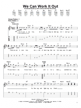 page one of We Can Work It Out (Easy Guitar Tab)